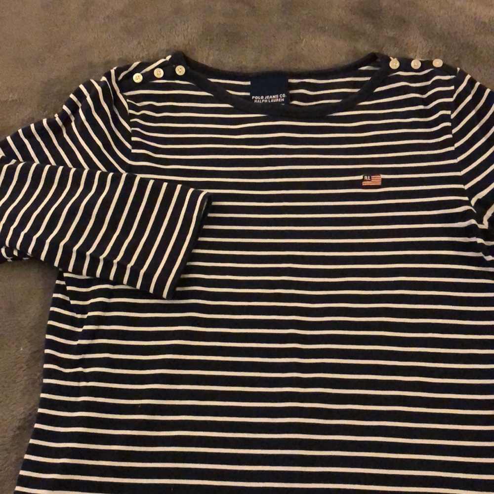 POLO by Ralph Lauren navy & white striped shirt - Picture 3 of 5